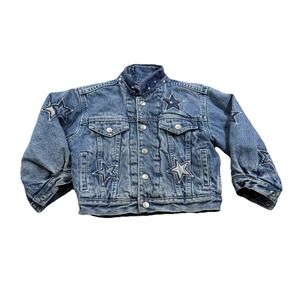 Kids Youth Gap Denim Star Patterned Button Up Jacket XS Rodeo Patriotic Y2K